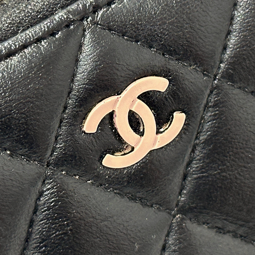 CHANEL シャネル 長財布 マトラッセ ブラック ベージュ ラムスキン レディース 【中古】