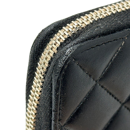 CHANEL シャネル 長財布 マトラッセ ブラック ベージュ ラムスキン レディース 【中古】