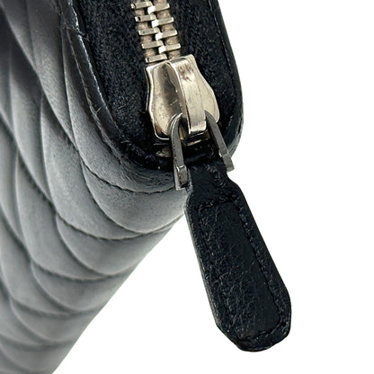CHANEL シャネル 長財布 マトラッセ ブラック ベージュ ラムスキン レディース 【中古】