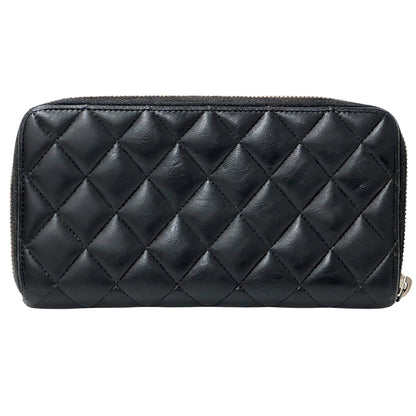 CHANEL シャネル 長財布 マトラッセ ブラック ベージュ ラムスキン レディース 【中古】