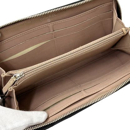 CHANEL シャネル 長財布 マトラッセ ブラック ベージュ ラムスキン レディース 【中古】