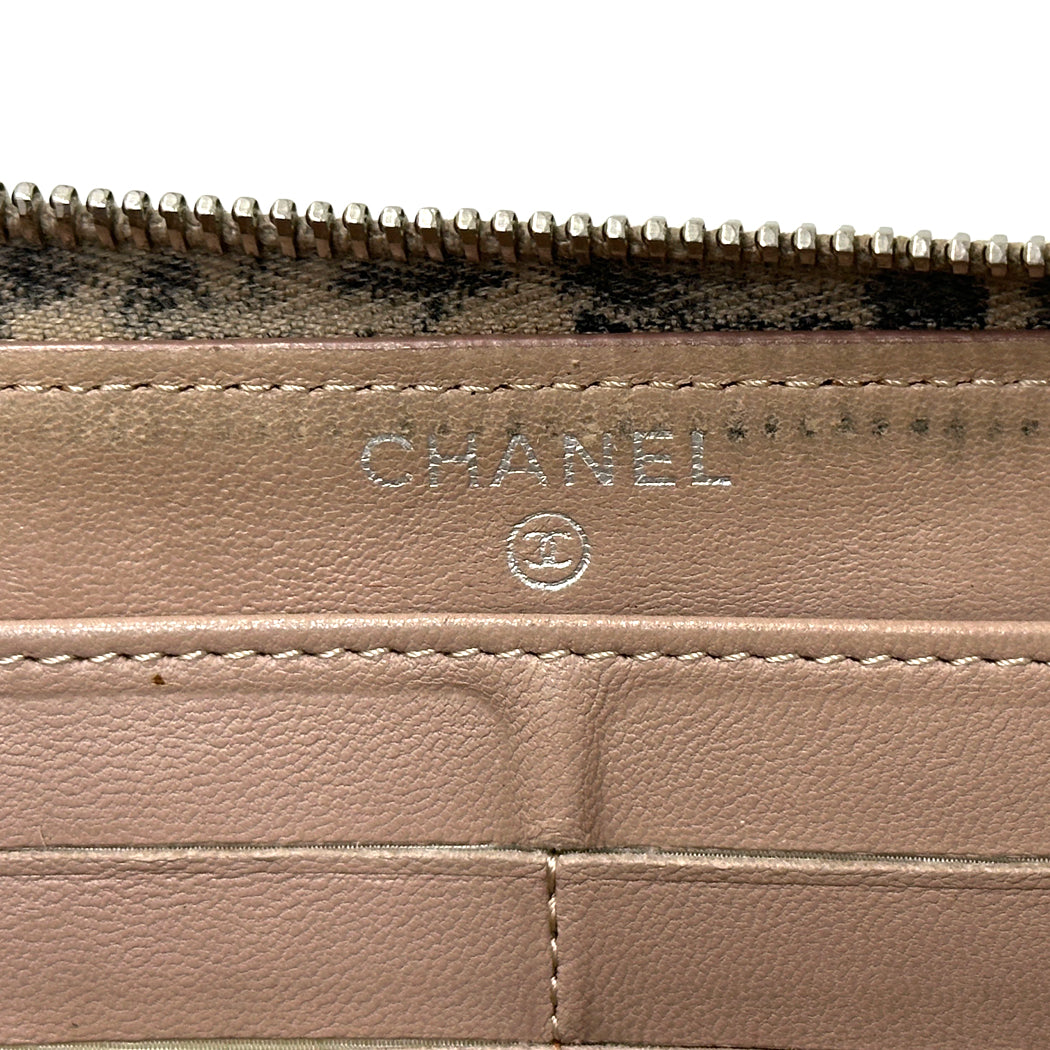 CHANEL シャネル 長財布 マトラッセ ブラック ベージュ ラムスキン レディース 【中古】