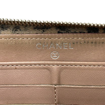 CHANEL シャネル 長財布 マトラッセ ブラック ベージュ ラムスキン レディース 【中古】