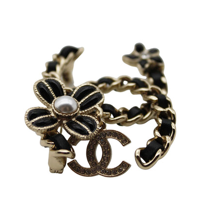 CHANEL シャネル ココマーク ブローチ メタル ブラック ゴールド レディース 【中古】