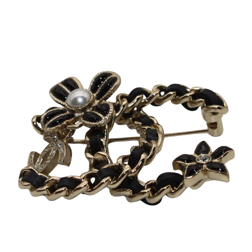 CHANEL シャネル ココマーク ブローチ メタル ブラック ゴールド レディース 【中古】