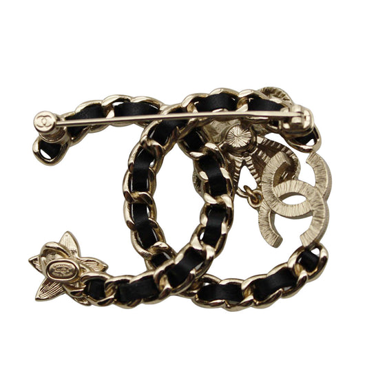 CHANEL シャネル ココマーク ブローチ メタル ブラック ゴールド レディース 【中古】
