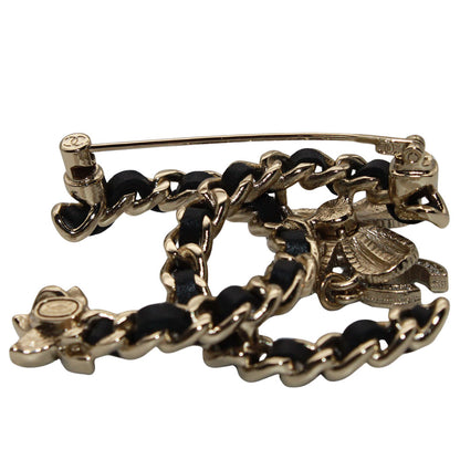 CHANEL シャネル ココマーク ブローチ メタル ブラック ゴールド レディース 【中古】