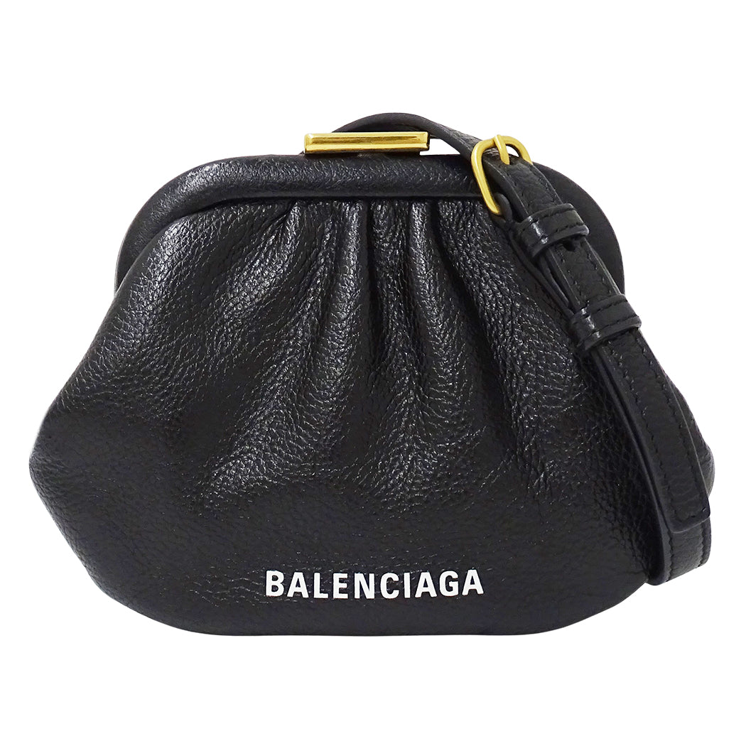 BALENCIAGA バレンシアガ ショルダーウォレット コインケース ブラック 618915 レザー レディース 【中古】