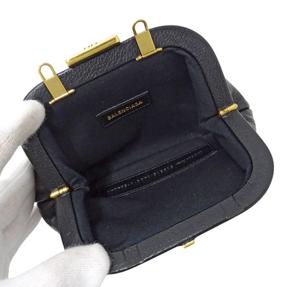 BALENCIAGA バレンシアガ ショルダーウォレット コインケース ブラック 618915 レザー レディース 【中古】