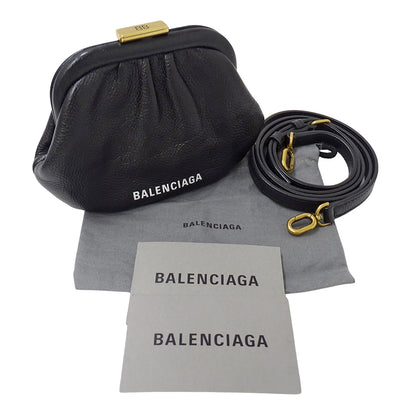 BALENCIAGA バレンシアガ ショルダーウォレット コインケース ブラック 618915 レザー レディース 【中古】
