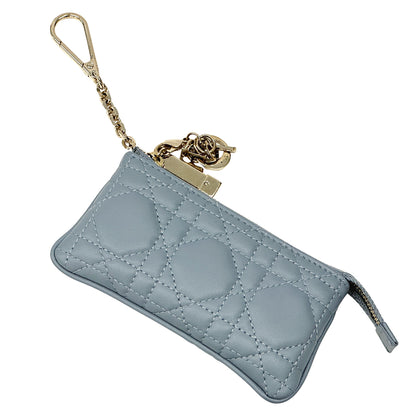 Dior ディオール コインケース カナージュ ブルー レザー レディース 【中古】