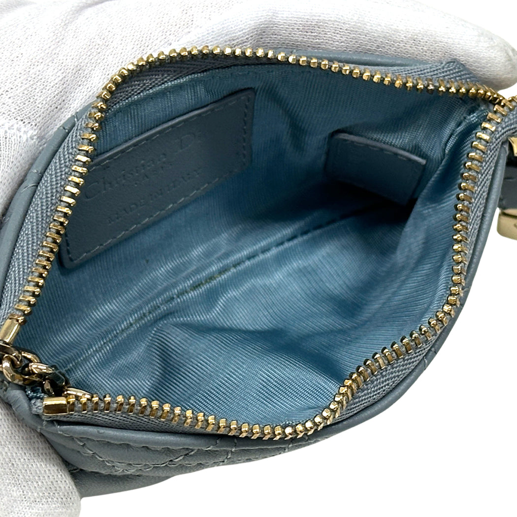 Dior ディオール コインケース カナージュ ブルー レザー レディース 【中古】
