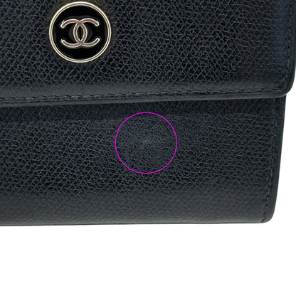 CHANEL シャネル 二つ折り財布 ココボタン ブラック レザー レディース 【中古】