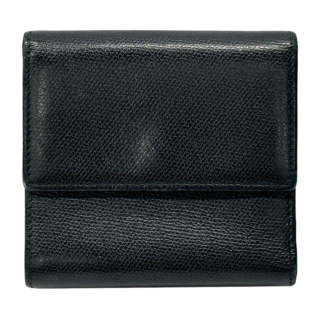 CHANEL シャネル 二つ折り財布 ココボタン ブラック レザー レディース 【中古】