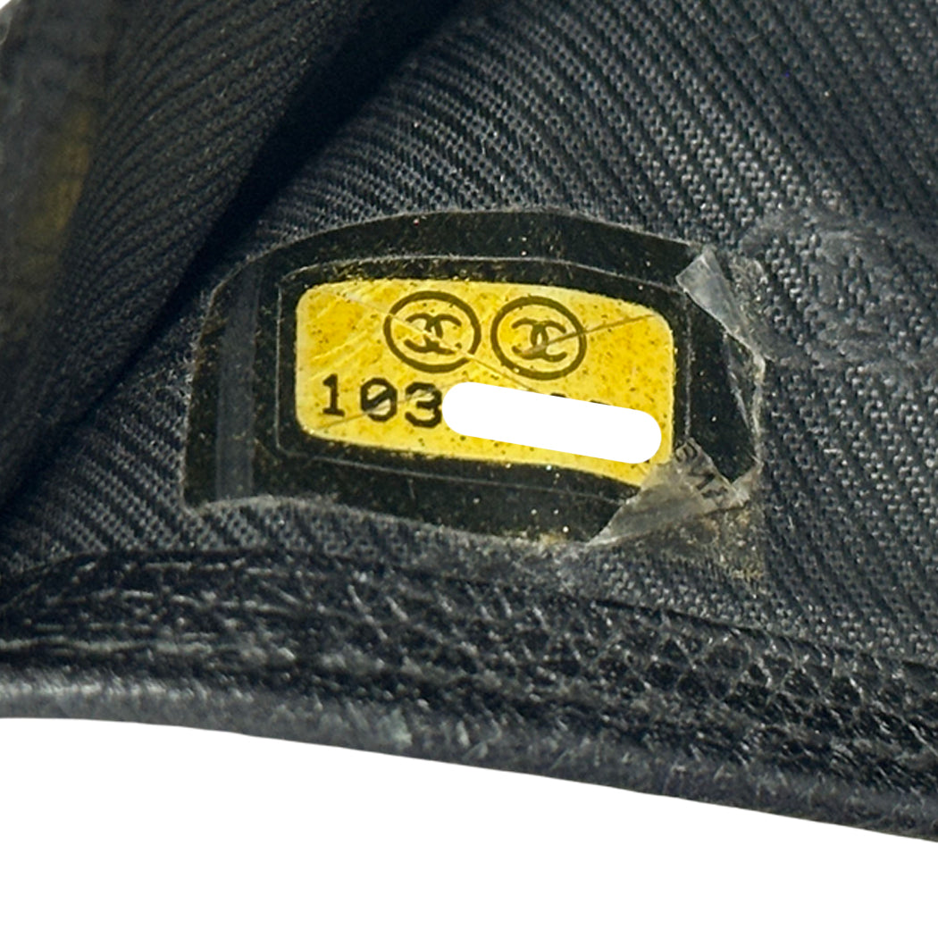 CHANEL シャネル 二つ折り財布 ココボタン ブラック レザー レディース 【中古】