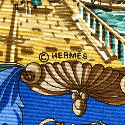 HERMES エルメス カレ90 L'ENTENTE CORDIALE 仏英同盟 スカーフ ブルー マルチカラー シルク レディース 【中古】