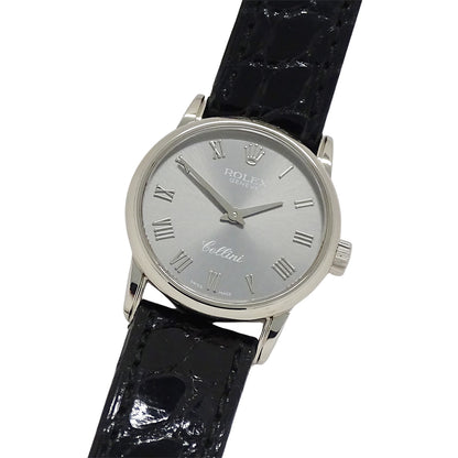 ROLEX ロレックス チェリーニ 6111 A番 レディース 腕時計 クオーツ QZ 18K 750WG レザー 磨き済み【中古】