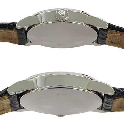 ROLEX ロレックス チェリーニ 6111 A番 レディース 腕時計 クオーツ QZ 18K 750WG レザー 磨き済み【中古】