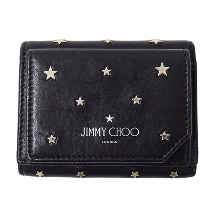 JIMMY CHOO ジミーチュウ ビール BEALE 三つ折り財布 ブラック レザー レディース 【中古】