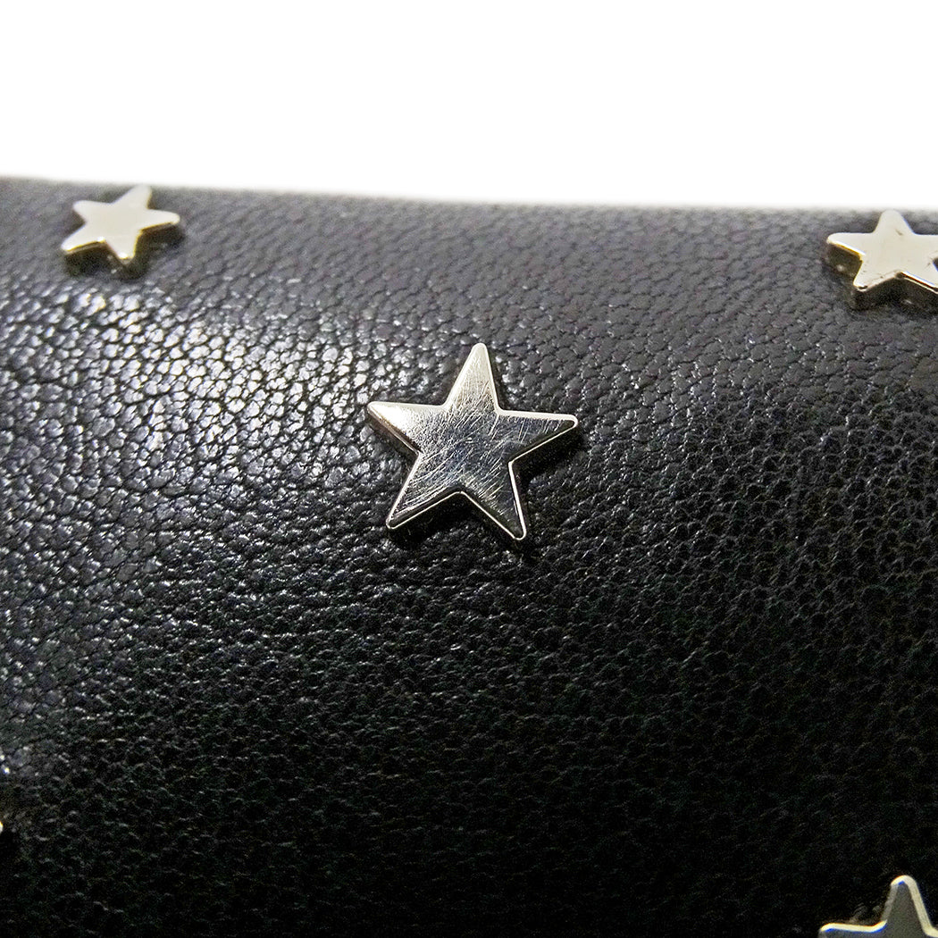 JIMMY CHOO ジミーチュウ ビール BEALE 三つ折り財布 ブラック レザー レディース 【中古】