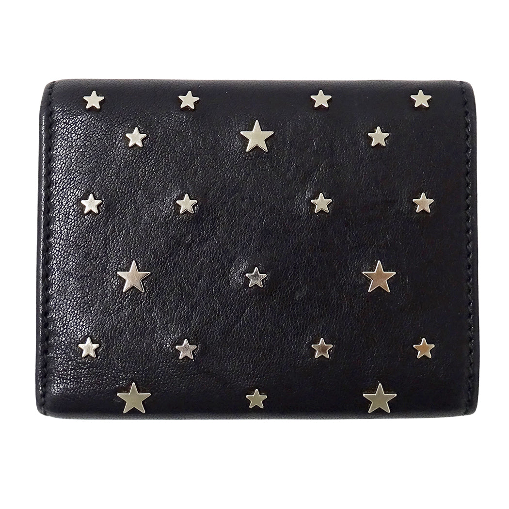 JIMMY CHOO ジミーチュウ ビール BEALE 三つ折り財布 ブラック レザー レディース 【中古】