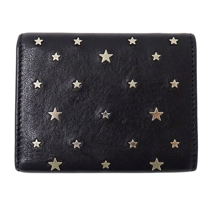 JIMMY CHOO ジミーチュウ ビール BEALE 三つ折り財布 ブラック レザー レディース 【中古】