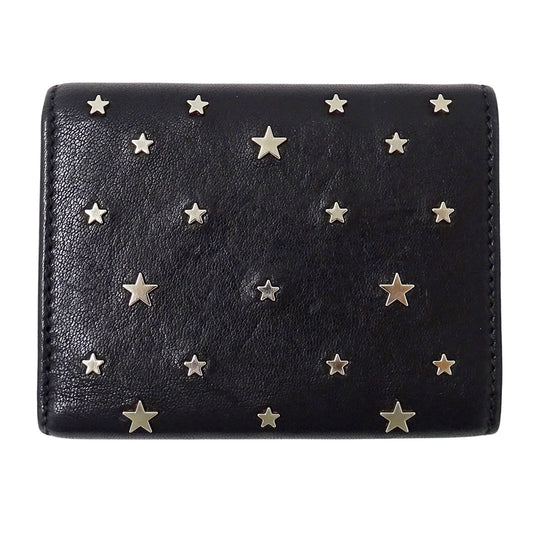 JIMMY CHOO ジミーチュウ ビール BEALE 三つ折り財布 ブラック レザー レディース 【中古】