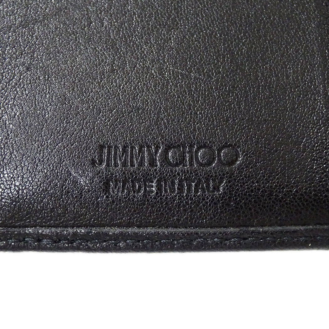 JIMMY CHOO ジミーチュウ ビール BEALE 三つ折り財布 ブラック レザー レディース 【中古】