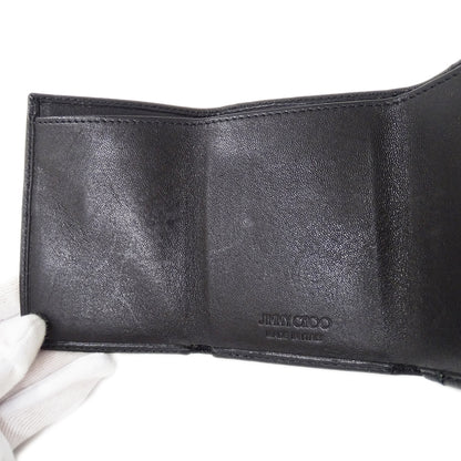 JIMMY CHOO ジミーチュウ ビール BEALE 三つ折り財布 ブラック レザー レディース 【中古】