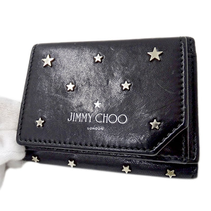JIMMY CHOO ジミーチュウ ビール BEALE 三つ折り財布 ブラック レザー レディース 【中古】