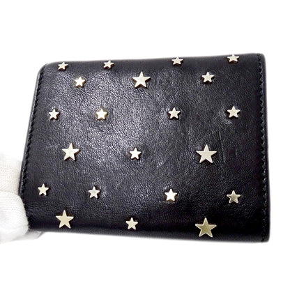 JIMMY CHOO ジミーチュウ ビール BEALE 三つ折り財布 ブラック レザー レディース 【中古】
