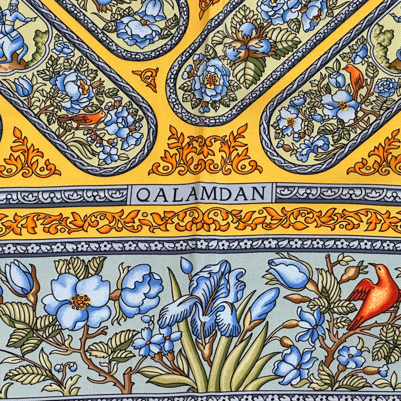 HERMES エルメス カレ90 QALAMDAN カラムダン スカーフ イエロー マルチカラー シルク レディース 【中古】