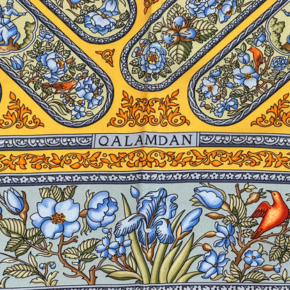 HERMES エルメス カレ90 QALAMDAN カラムダン スカーフ イエロー マルチカラー シルク レディース 【中古】