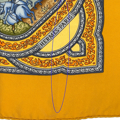 HERMES エルメス カレ90 QALAMDAN カラムダン スカーフ イエロー マルチカラー シルク レディース 【中古】