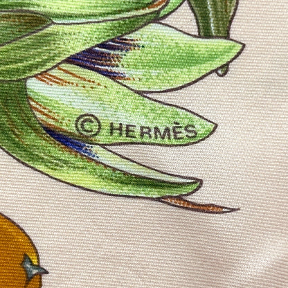 HERMES エルメス カレ90 PASSIFLORES パッションフラワー スカーフ ベージュ マルチカラー シルク レディース 【中古】