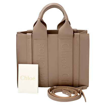 Chloe クロエ ウッディ スモール 2wayバッグ セメントピンク スムースカーフ レディース 【中古】