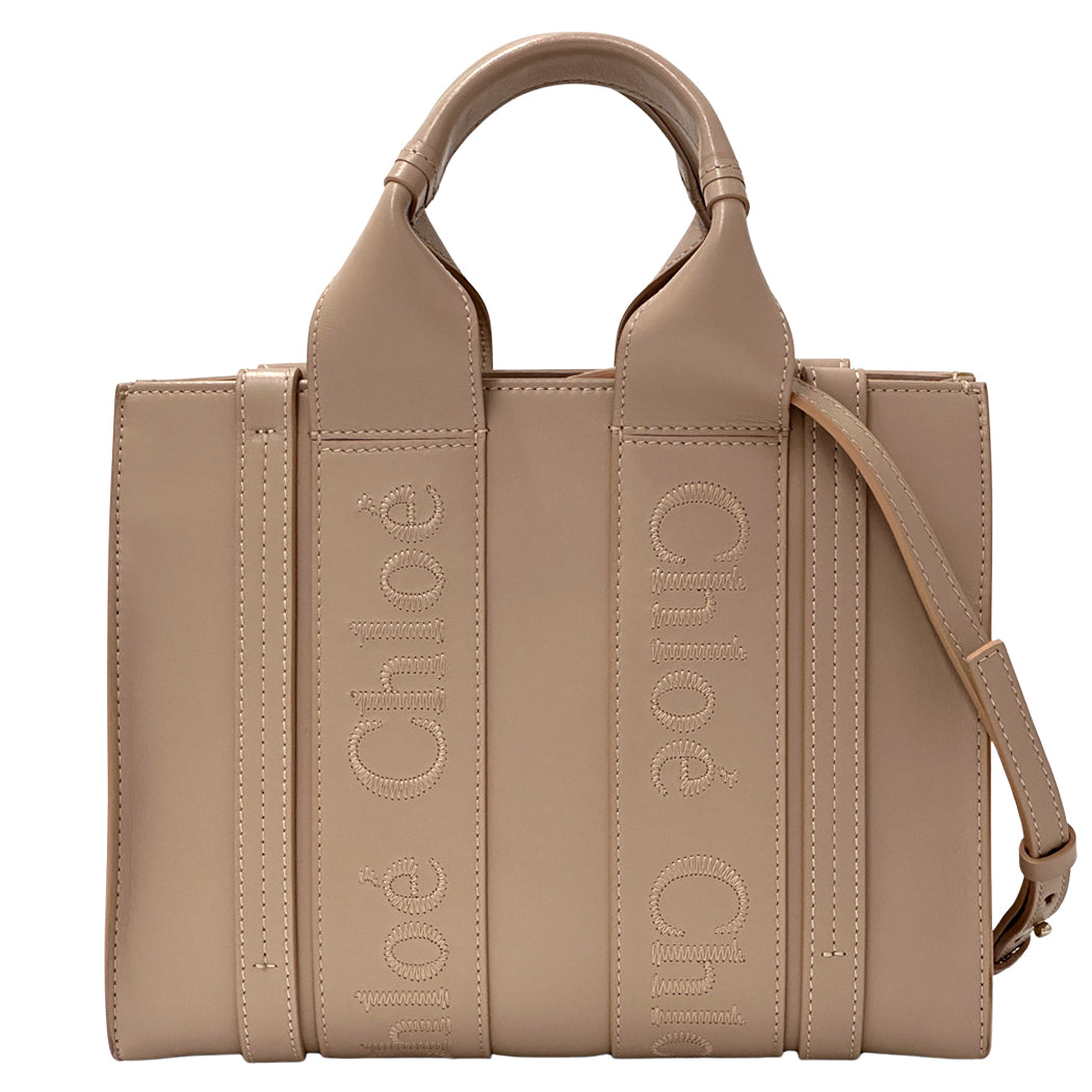 Chloe クロエ ウッディ スモール 2wayバッグ セメントピンク スムースカーフ レディース 【中古】