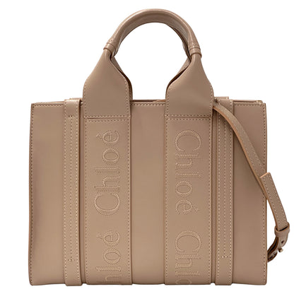 Chloe クロエ ウッディ スモール 2wayバッグ セメントピンク スムースカーフ レディース 【中古】