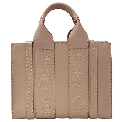 Chloe クロエ ウッディ スモール 2wayバッグ セメントピンク スムースカーフ レディース 【中古】