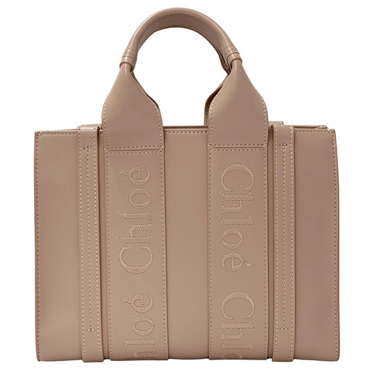 Chloe クロエ ウッディ スモール 2wayバッグ セメントピンク スムースカーフ レディース 【中古】