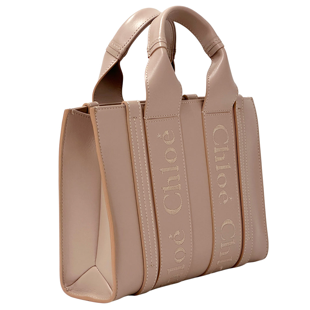 Chloe クロエ ウッディ スモール 2wayバッグ セメントピンク スムースカーフ レディース 【中古】