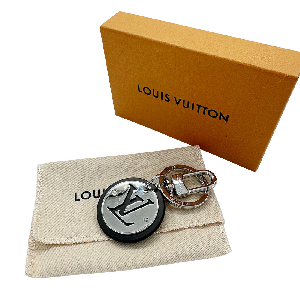 LOUIS VUITTON ルイ・ヴィトン ポルトクレ LVサークル キーホルダー ブラック シルバー レディース メンズ M67362 【中古】
