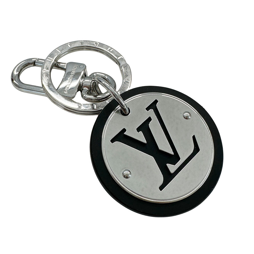 LOUIS VUITTON ルイ・ヴィトン ポルトクレ LVサークル キーホルダー ブラック シルバー レディース メンズ M67362 【中古】
