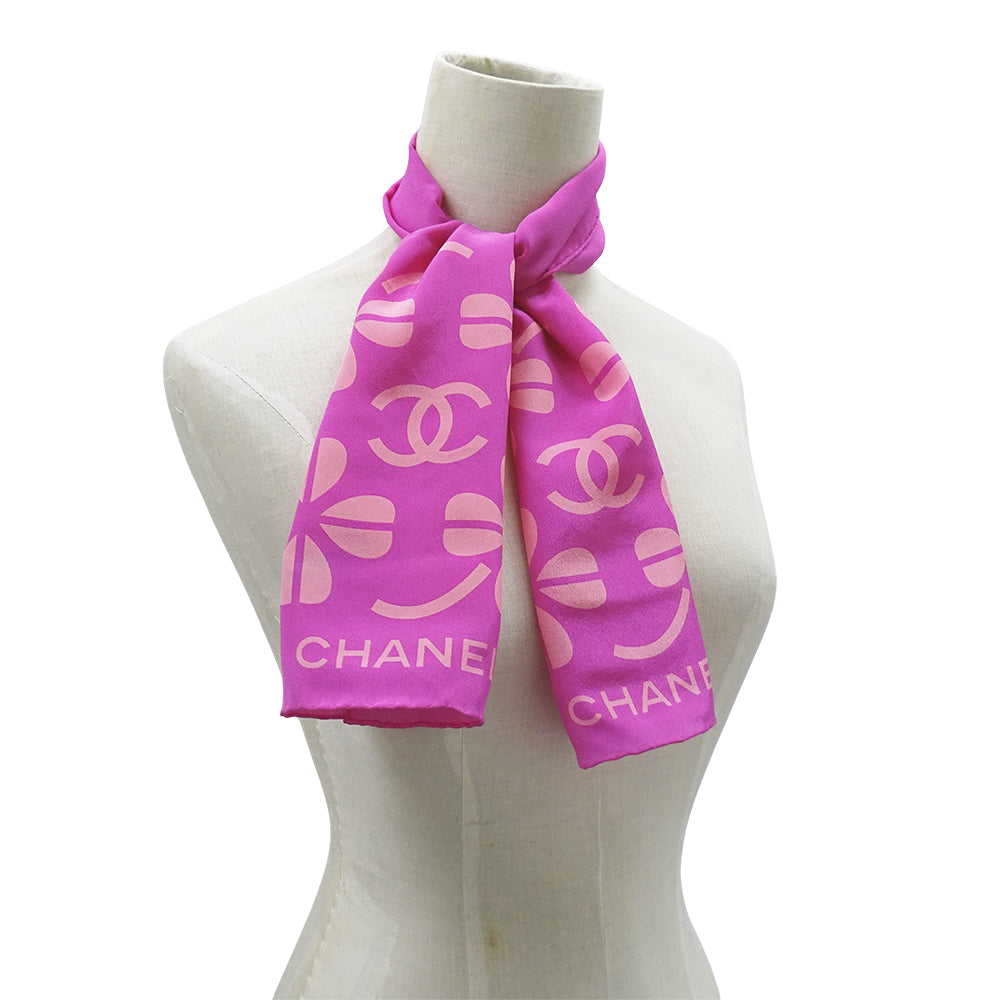 CHANEL シャネル スカーフ ピンク パープル シルク レディース 【中古】
