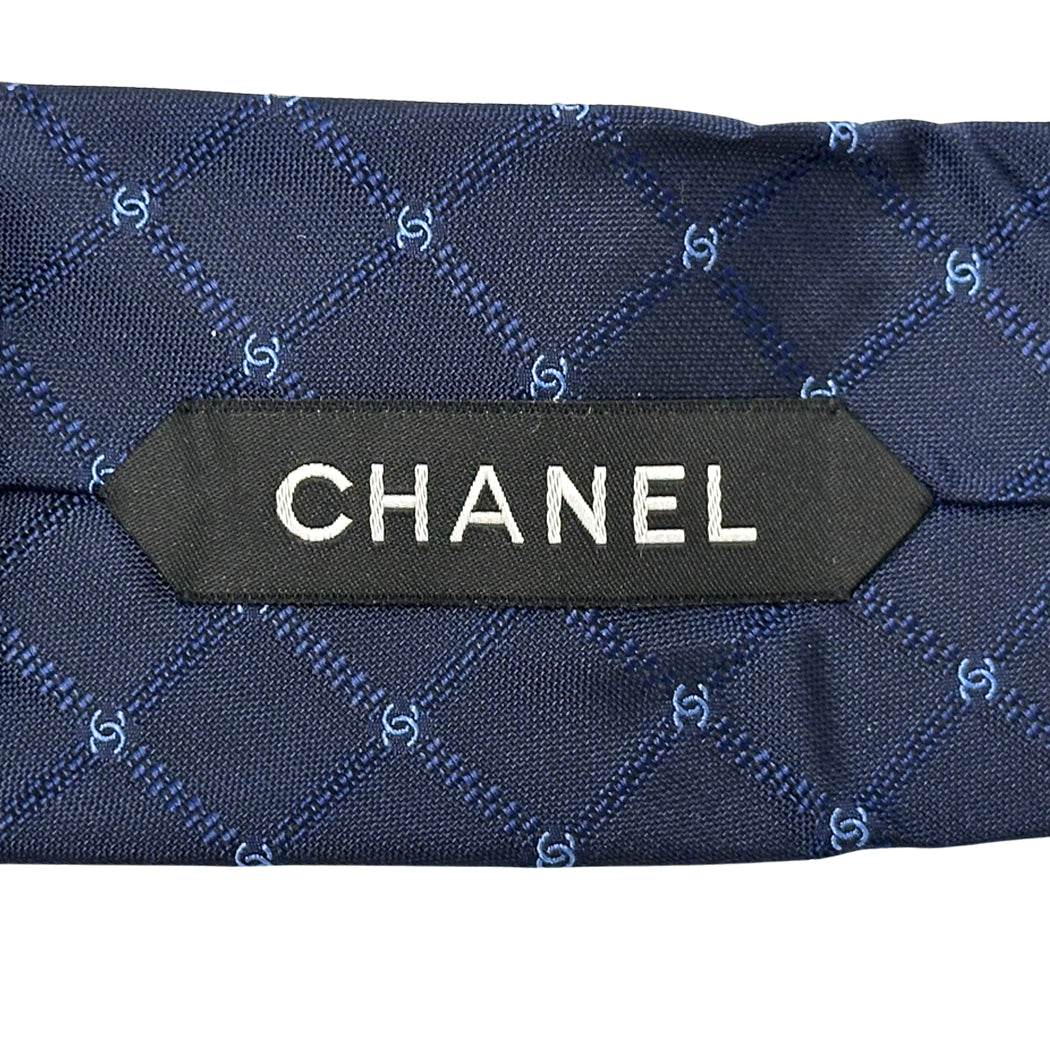 CHANEL シャネル ネクタイ ココマーク ネイビー シルク メンズ 【中古】