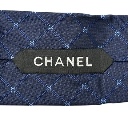 CHANEL シャネル ネクタイ ココマーク ネイビー シルク メンズ 【中古】