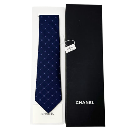 CHANEL シャネル ネクタイ ココマーク ネイビー シルク メンズ 【中古】