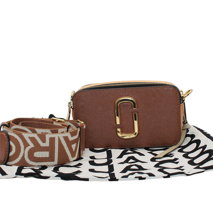 MARC JACOBS マークジェイコブス スナップショット ショルダーバッグ ブラウン イエロー レザー レディース 【中古】