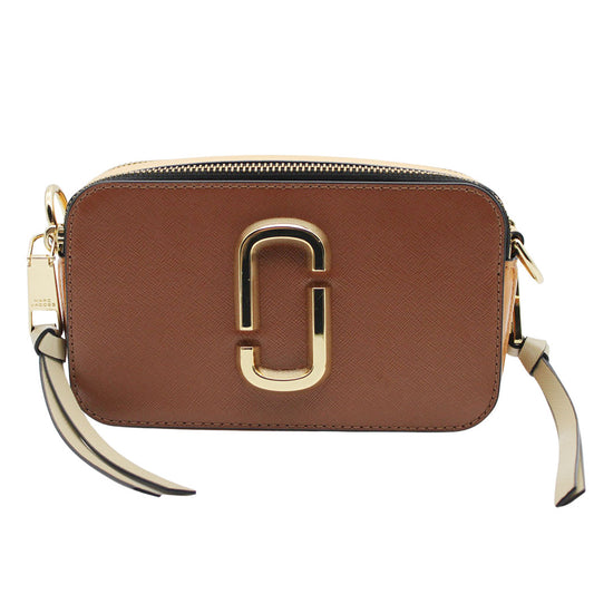 MARC JACOBS マークジェイコブス スナップショット ショルダーバッグ ブラウン イエロー レザー レディース 【中古】