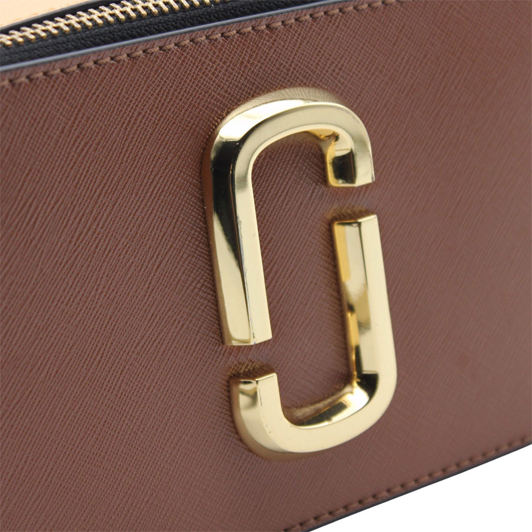 MARC JACOBS マークジェイコブス スナップショット ショルダーバッグ ブラウン イエロー レザー レディース 【中古】